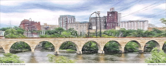 # P4342 Stone Arch & St Anthony - Colored Pencil