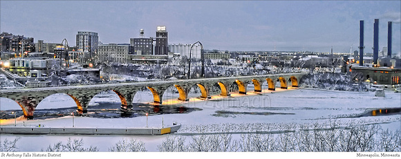 # P4585 Heritage District Pano - St Anthony Falls Winter